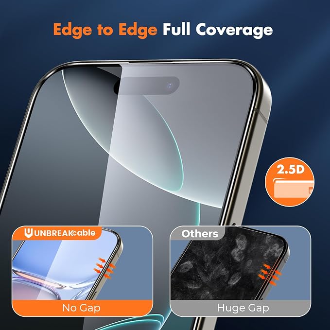 UNBREAKcable 3-Pack Screen Protector for iPhone 15 Double Shatterproof Tempered Glass [Easy Installation Frame] [99.99% HD Clear] [9H Hardness] [Full Coverage] [Case Friendly] for Apple 15 6.1 inch