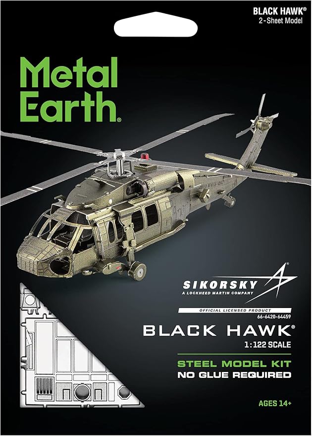 Metal Earth UH-60 Black Hawk Helicopter 3D Metal Model Kit Fascinations