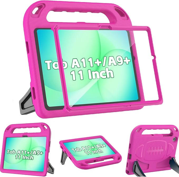 BMOUO Kids Case for Samsung Galaxy Tab A11+ Plus 11” 2026/A9+ Plus 2023 11 inch Tablet with Screen Protector Shockproof Lightweight Stand Handle Galaxy Tab A11 Plus/A9 Plus Case for Kids Black