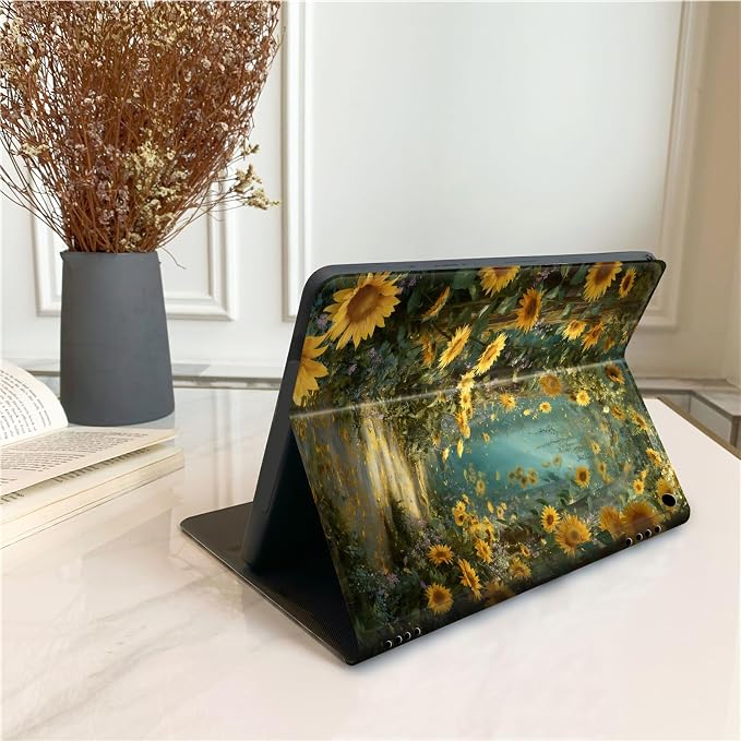 DEGDFSGR for Amazon Fire HD 10 Tablet 10 Plus Tablet Case (13th/11th Generation 2023/2021 Release) with Adjustable StandAuto Sleep/Wake for Kindle Fire 10 Case 10.1 inchAmerican Flag Sunflower Cross