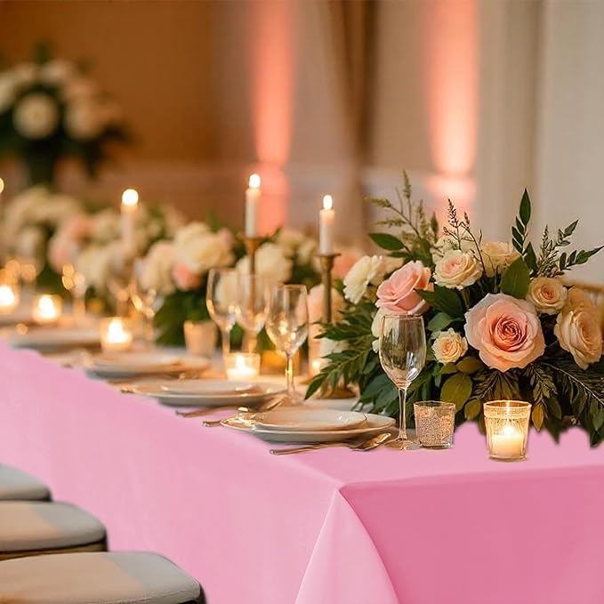 Fitable 8 Pack Table Cloth Rectangle Table: Stain and Wrinkle Resistant Tablecloth Rectangular, Washable Polyester Tablecloths for Wedding Party Dining Banquet Event Catering(Pink, 70x120 Inch)
