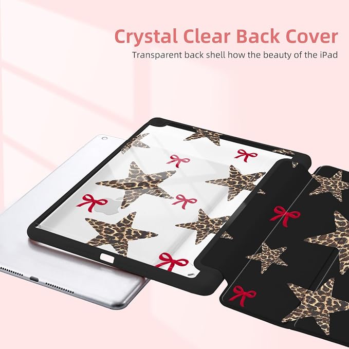 Joyland Leopard Print for iPad 10th Generation Case 10.9 inch 2022/iPad (A16) 11th Gen 11 2025Built-in Pencil Holder with Shockproof Cover Clear Transparent Back Shell Auto Wake/SleepBlack