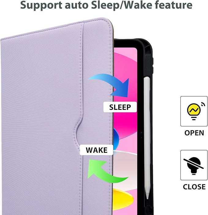 ProCase for iPad A16 11th Generation 11” 2025/iPad 10th Generation 10.9” 2022 with Pencil Holder iPad 11/10 PU Leather Case Business Stand Cover Smart Folio with Hand Strap Front Pocket -Berrypurple