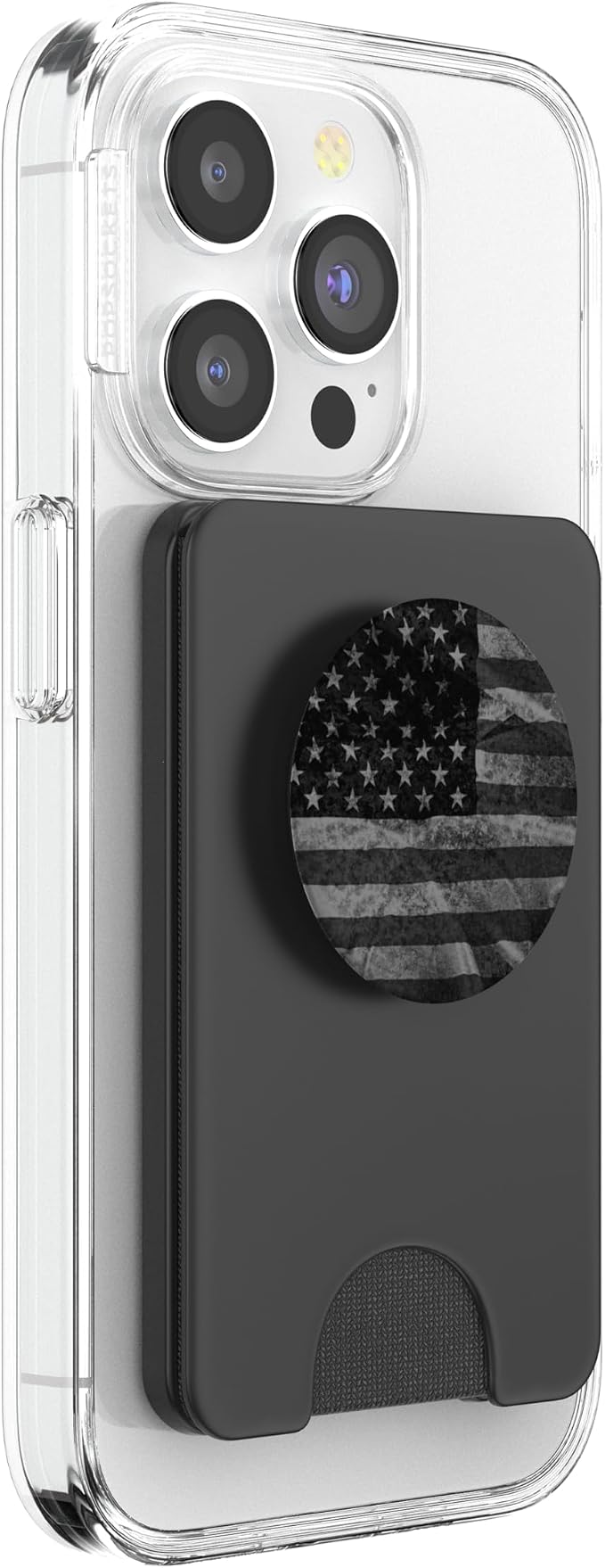 Matte Distressed Black American Flag Gray Vintage US Flag PopSockets Adhesive PopGrip