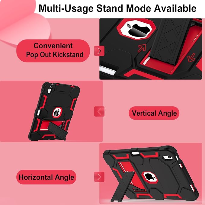 Case for iPad 11 11th Gen (A16) 2025 &amp 10th Gen 2022 10.9 Purple+Green | Kickstand | With Pencil Holder | Drop-Proof Silicone+Hard Shell | Raised Edge Protects Screen&ampCamera | Heavy Duty Pr