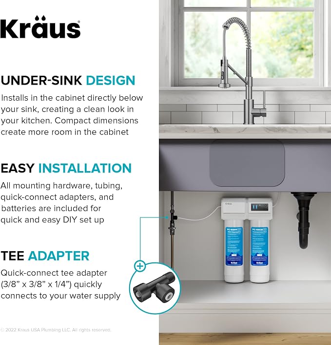 KRAUS Purita 2-Stage Carbon Block Under-Sink Water Filtration System