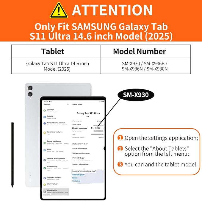 Leather Case for Samsung Galaxy Tab S11 Ultra 14.6 2025 Black | Business Folio Cover with Pencil Holder Magnetic Closure Auto Wake/Sleep Multi-Angle Stand