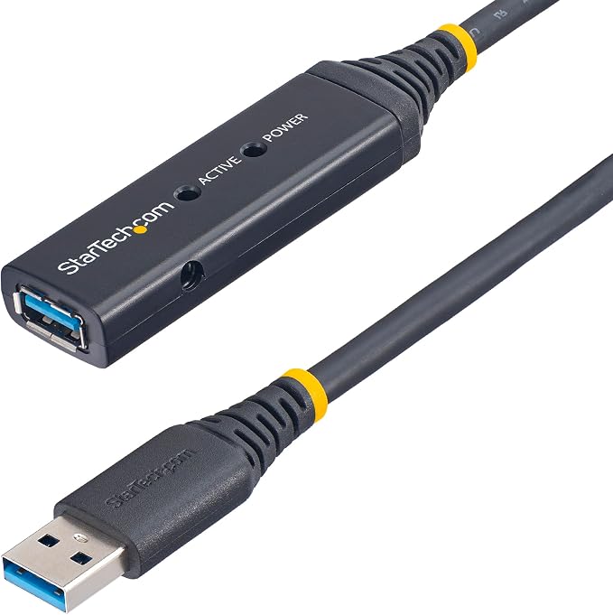 StarTech 3m Active USB 5Gbps Extension Cable USB-A M/F TAA | 3.0 repeater With AC power adapter Fully shielded USB 3.2 Gen1 Type-A USB Powered Blue LED status indicator