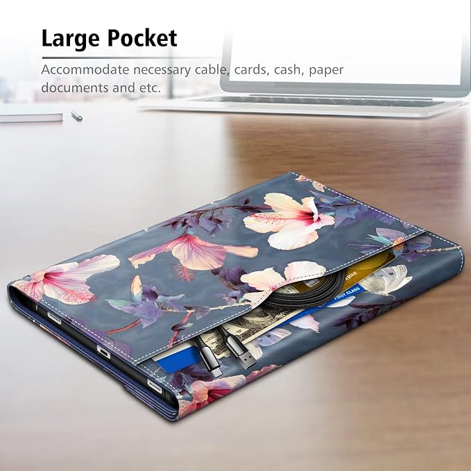 Fintie Portfolio Case for Samsung Galaxy Tab S8/Tab S7 11 Inch | Multiple Angles Business Cover with Pocket Built-in S Pen Holder Auto Sleep/Wake Dreamy Marble