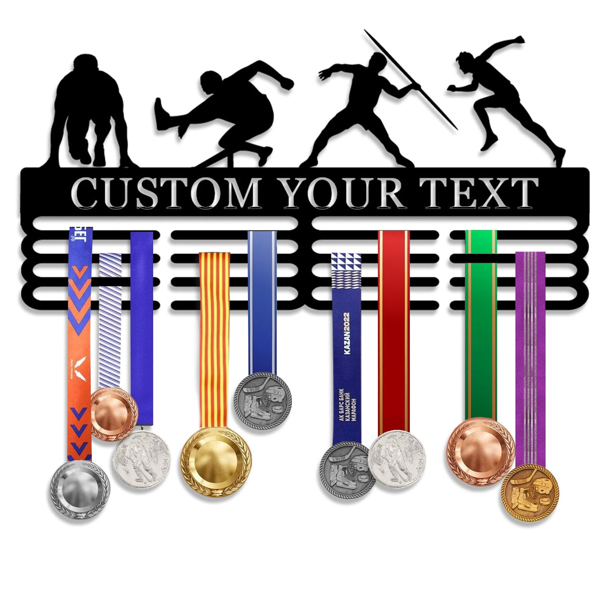 Personalized Medal Hanger Holder Display Wall Rack Frame - Custom Sports Race Plaques Hanger for Wall Mount, Trophy Medal Display Shelf, Medal Display Hanger for Marathon, Karate, Running, Race
