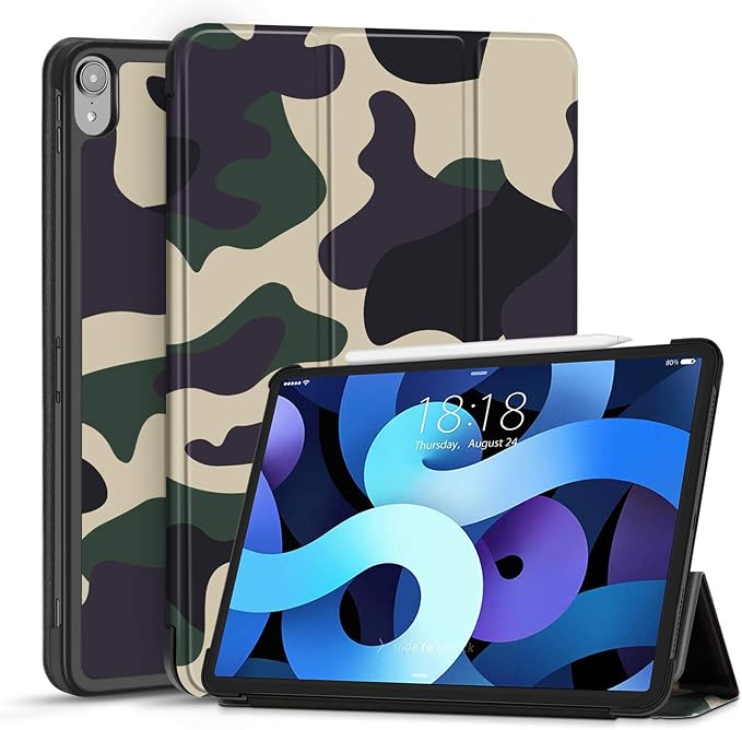 TNP Cover Case for iPad Air 11 Inch M2 6th 2024 5th 4th Generation(2022 2020) - 10.9 Almond Blossom Case with Pencil Holder for 2nd Gen Apple Pencil - Protective Cover with Trifold Stand