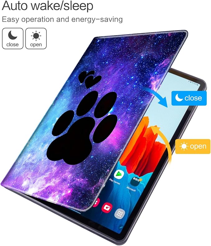 for 10.1 Amazon Fire HD 10 Tablet (13th Generation 2023 Release)PU Leather Multi-Angle Anti Slide Stand Cases with Auto Wake/SleepAnimals Dog Paws Galaxy
