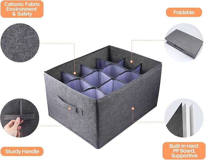 EASEVE Closet Organizers and Storage Bins for Clothes - 12 Cell Drawers Organizer Grid Storage Box for Jeans Pants Sweater Towel T-shirts, Wardrobe Shelf Dividers Closets Organization (1 Pcs)