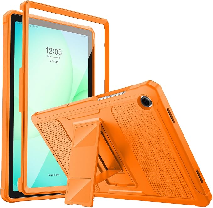 MoKo Shockproof Case Fit Samsung Galaxy Tab A11+ Plus/ A9+ 11 Inch | Full Body Rugged Stand Back Cover with Built-in Screen Protector for Galaxy Tab A11+/ A9+ Tablet Light Gray