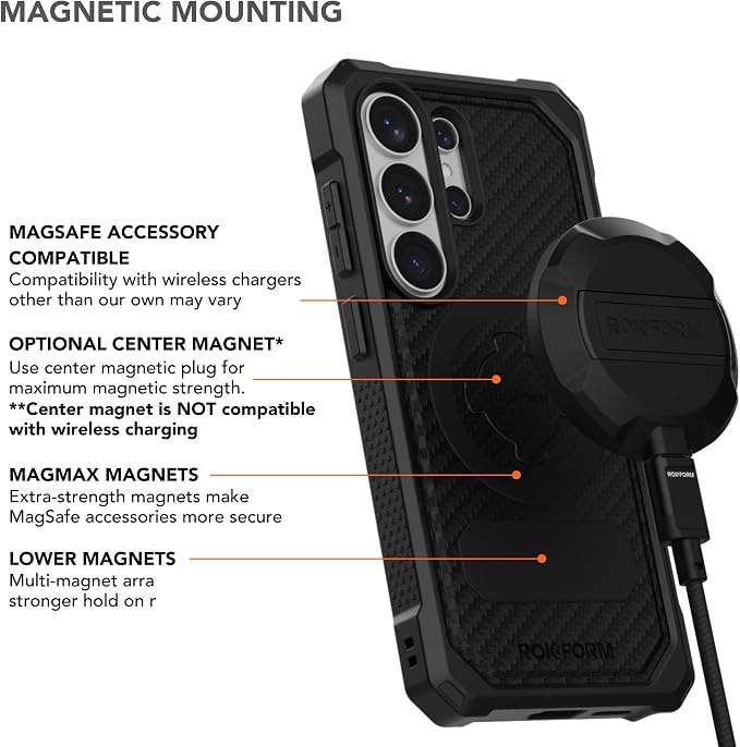 Rokform Rugged Case for Galaxy S26 Magnetic + RokLock (Black)