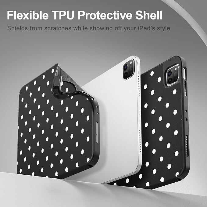 Tuiklol for iPad Pro 11 Inch 4th / 3rd / 2nd / 1st Gen Case 2022 2021 2020 | 2018 Build-in Pencil Holder with Stand TPU Back Cover &amp Trifold Stand &amp Auto Wake/Sleep Tablet Case Black Cat