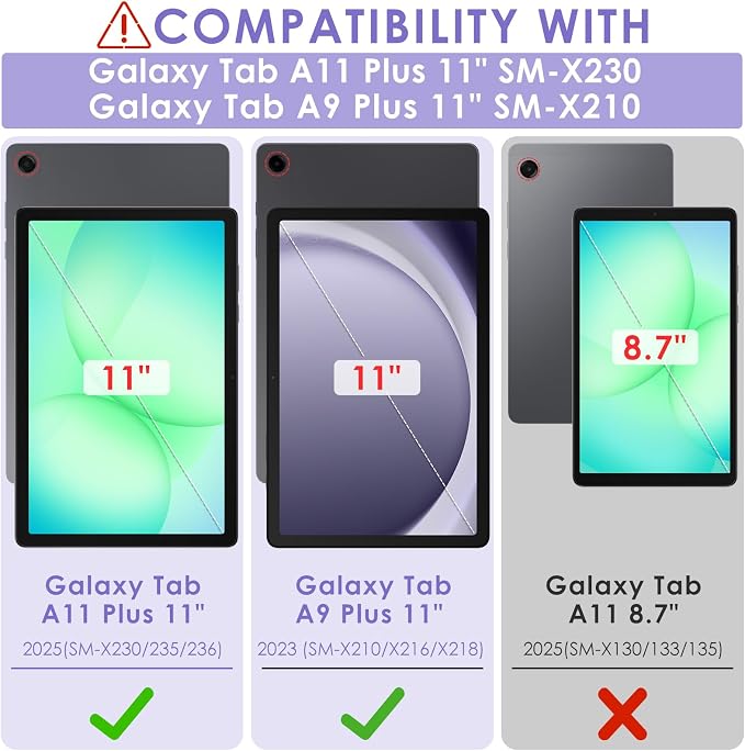 DETUOSI Silicone Case for Samsung Galaxy Tab A11+ Plus 11 Inch 2026/ Tab A9+ Plus 2024 Multi-Angle Foldable Tablet Cover with Adjustable Shoulder Strap &amp Stylus Pen Black