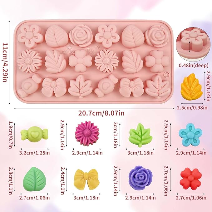 Flower Molds Silicone for Chocolate, Candy, 2 Pcs, 36-Cavity