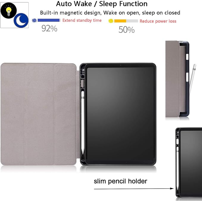 for Apple iPad 10.2 Case 2021/2020/2019 iPad 9th/8th/7th Generation Smart Cover with Pencil Holder [Auto Wake/Sleep] PU Leather Stand Folio Tri-fold Shockproof Thin Shell Colored Graffiti