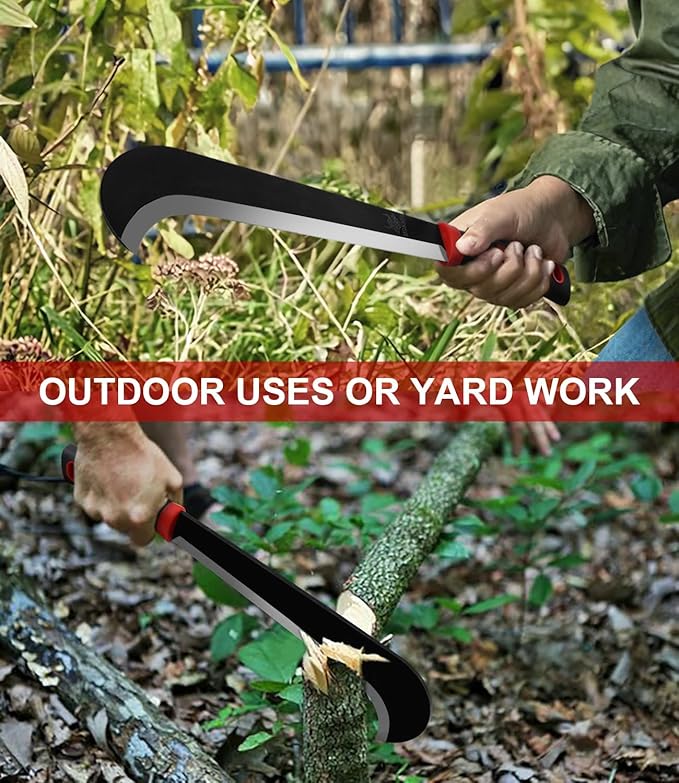 Machete, 15 Inch Gardening Machete for Outdoor and Yard Work, 3Cr13 Stainless Steel and Non-Slip Handle with Nylon Sheath