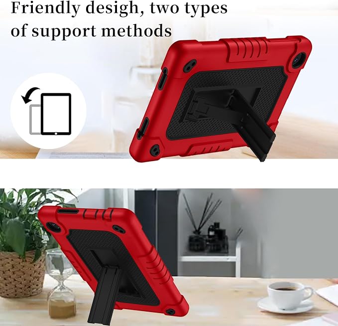 for TCL Tab 8 Plus Tablet CaseShoulder Strap Soft Silicone&ampHard Back Shockproof Protective Case for TCL Tab 8 Plus/TCL Tab 8 LE/TCL Tab 8 WiFi/TCL TAB 8V/TCL Tab 8 SE(Black/Black)