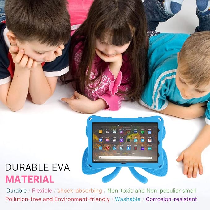 Simicoo Fire Max 11 Tablet 2023 Cute Butterfly Case with Stand for Kids Girl Light Weight EVA Rugged Shockproof Full Cover Kids Friendly Kids case for Fire Max 11(Blue)