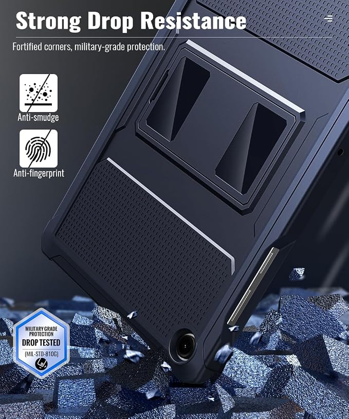 MoKo Shockproof Case Fit Samsung Galaxy Tab A11+ Plus/ A9+ 11 Inch | Full Body Rugged Stand Back Cover with Built-in Screen Protector for Galaxy Tab A11+/ A9+ Tablet Light Gray