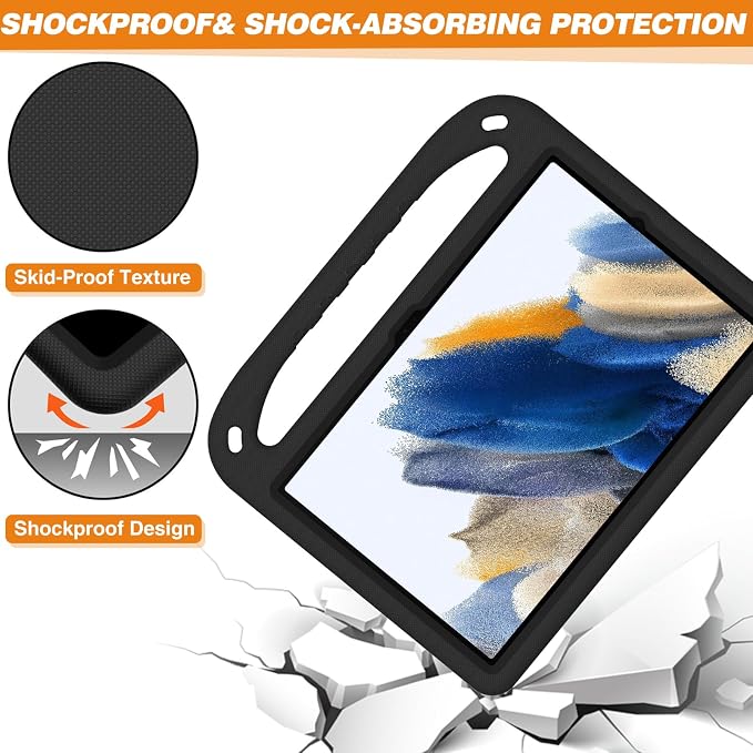 Galaxy Tab A9+ Case Kids Friendly EVA Rubber Stand Handle Grip Shockproof Protective Lightweight Cute Case Cover for Galaxy Tab A9 Plus 11 SM-X210 X215 X217 - Black