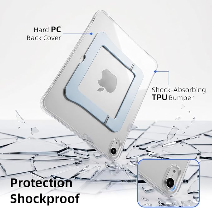 Kickstand Case for iPad mini 7 A17 Pro Slim Protective Clear Cover for iPad mini 7th/6th Generation 8.3 Inch 2024/2021 Sturdy Adjustable Multi-Angle Stand Blue