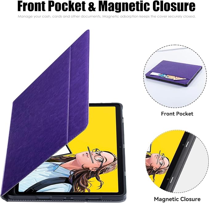 Stand Case for Wacom Movinkpad 11 Tablet Black | PU Leather Protective Coverwith Pen Holder &amp Pocket/Hand Strap Multiple-angles Viewing StandSoft TPU Back Shell