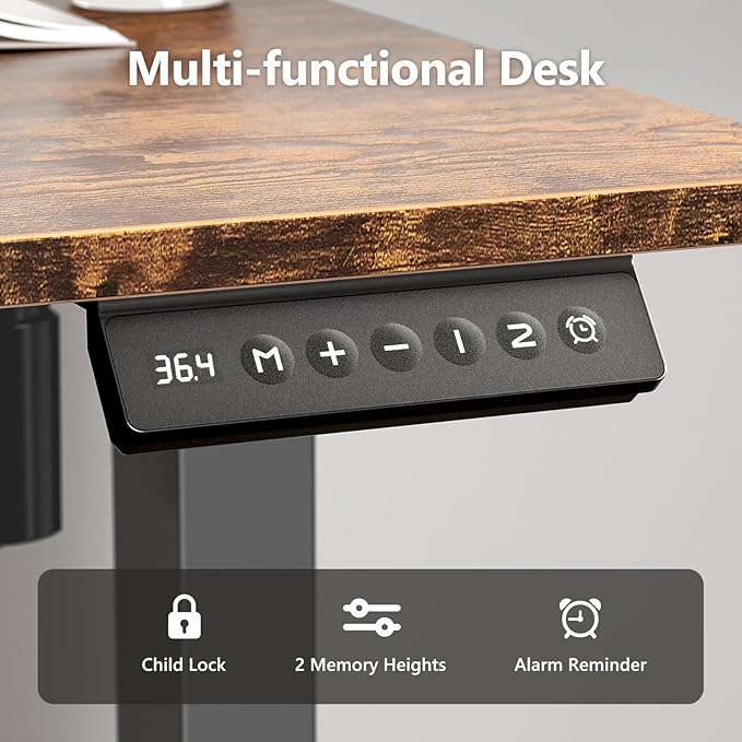 Electric Standing Desk 55 x 24 Inches, Height Adjustable Sit Stand Home Office Computer Desk with Memory Presets,Brown