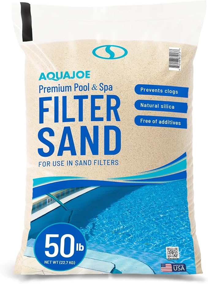 Aqua Joe Premium Pool and Spa Filter Sand, Natural Silica, 50 Lb Bag