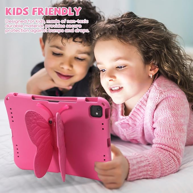 Kids Case for iPad Air 13 (2026/2025/2024) M4/M3/M2 &amp iPad Pro 13 2024 &amp iPad Pro 12.9 Cover 6th/5th/4th/3rd Gen (2022/2021/2020/2018) DIY Figures EVA Rubber Handle Stand Shockproof Bumper