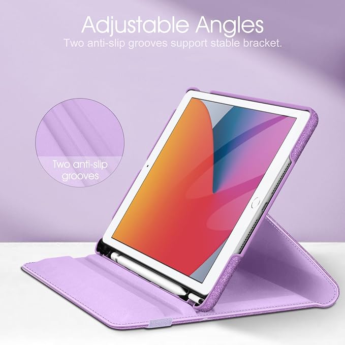Fintie 360° Rotating Case for iPad 9th / 8th / 7th Generation 10.2 Inch | Swivel Stand Portrait &amp Landscape Viewing Shockproof Cover with Pencil Holder Auto Wake/Sleep Aqua Wave