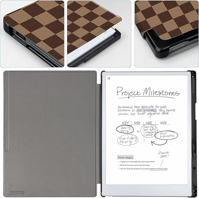 Case for Remarkable Paper Pro Tablet 11.8 (Released in 2024) Hard Back Shell Protective Book Folio Cover with Built-in Pen Holder with Auto Sleep/Wake Function.