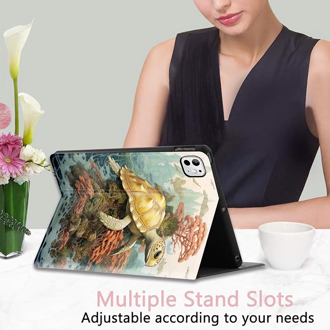 Case for iPad Pro 13 Inch M4 (2024) Slim Multi-Angle Smart Stand Cover with Automatic Sleep/Wake Function for iPad Pro 13 Inch Art Dragonfly