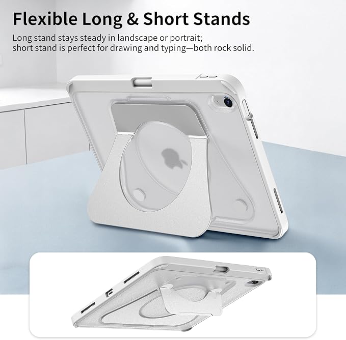 Case for iPad Air 11-inch (M4 2026/ M3 2025/ M2 2024) &amp 10.9-inch (5th/ 4th Gen) 2022/2020Dual Metal Foldable Stand Any Angle Support with Pencil Holder (Black)