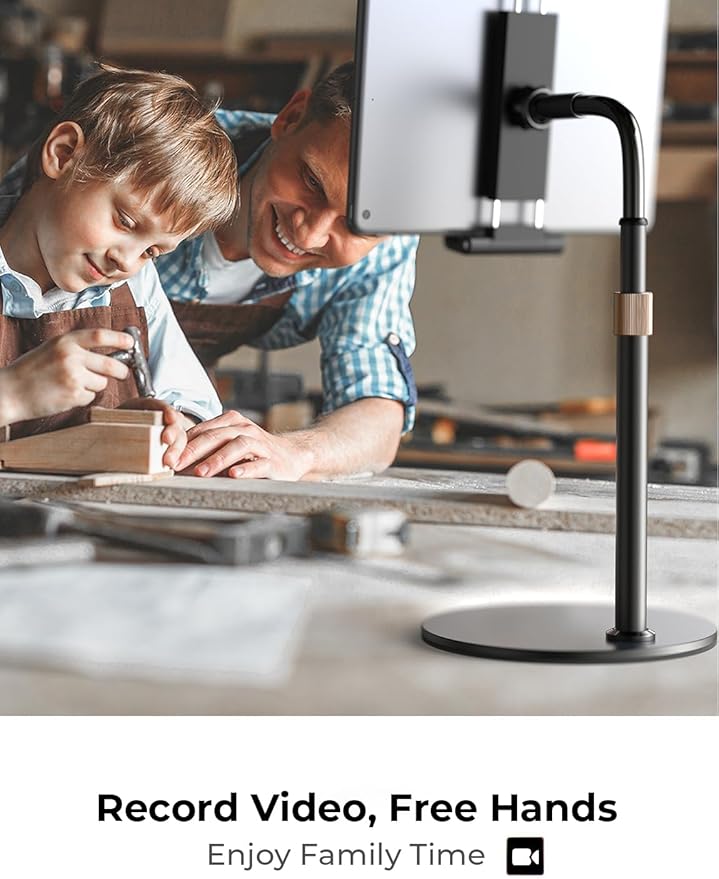 LISEN for iPad Stand for Desk Portable Monitor Adjustable Tablet Stand, Thick Case Friendly iPad Pro Holder Fits(4.7"-15.6") 12.9/10.9/10.2 Air Mini 4 3 2 Fire Tab Nexus Kindle, Black
