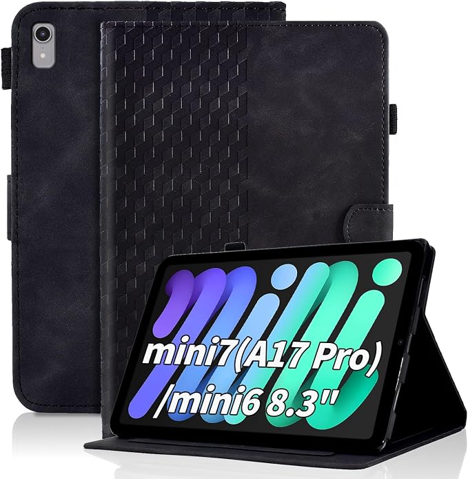 Case for iPad mini 7 A17 Pro 2024/iPad Mini 6 2021 8.3 InchMulti-Angle ViewingiPad mini 6th/7th Magnetic PU Leather Folio Cover(A2995/A2996/A2993/6th Gen A2567 A2568 A2569) Black