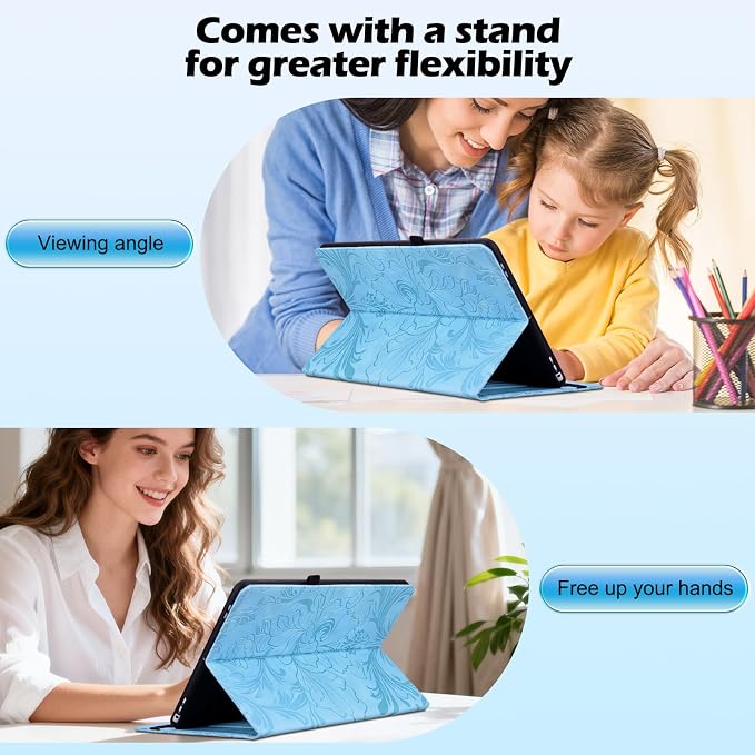 ALILANG Case for Samsung Galaxy Tab A 9.7 inch 2015 Case Model (SM-T550/T555/SM-P550/P555) Multi-Angle Viewing Protective Tablet Cover with Folding Stand &amp Pencil Holder -Blue