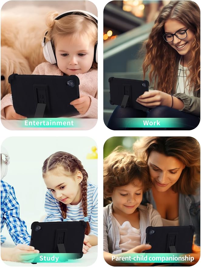 Case for Callsky-Tab Ctab 8 Android Tablet 8 Inch，WUNIAK Shock Proof Lightweight Stand Rubber Shell Protective CoverKids Friendly Soft Silicone Adjustable Stand CoverBlack