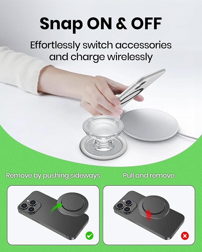 OnTheGrip Cute Cubic Diamond Heart Shape Design Collapsible Expandible Mobile Phone Grip Stand Holder for Smartphone Tablet Cell Phone Accessory (Silver Small)