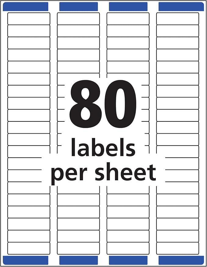 Avery Printable Return Address Labels with Sure Feed, 0.5" x 1.75", White, 2,000 Blank Mailing Labels (05267)