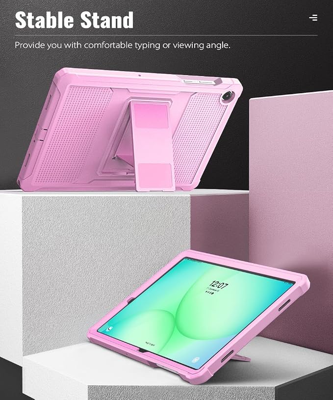 MoKo Shockproof Case Fit Samsung Galaxy Tab A11+ Plus/ A9+ 11 Inch | Full Body Rugged Stand Back Cover with Built-in Screen Protector for Galaxy Tab A11+/ A9+ Tablet Light Gray