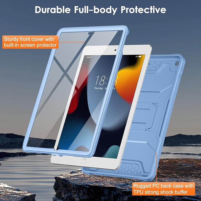 DTTO Case for for iPad 9th/8th/7th Generation 10.2-inch Black | Durable Shockproof Protective Cover Built-in Screen Protector &amp Kickstand Corner Protection
