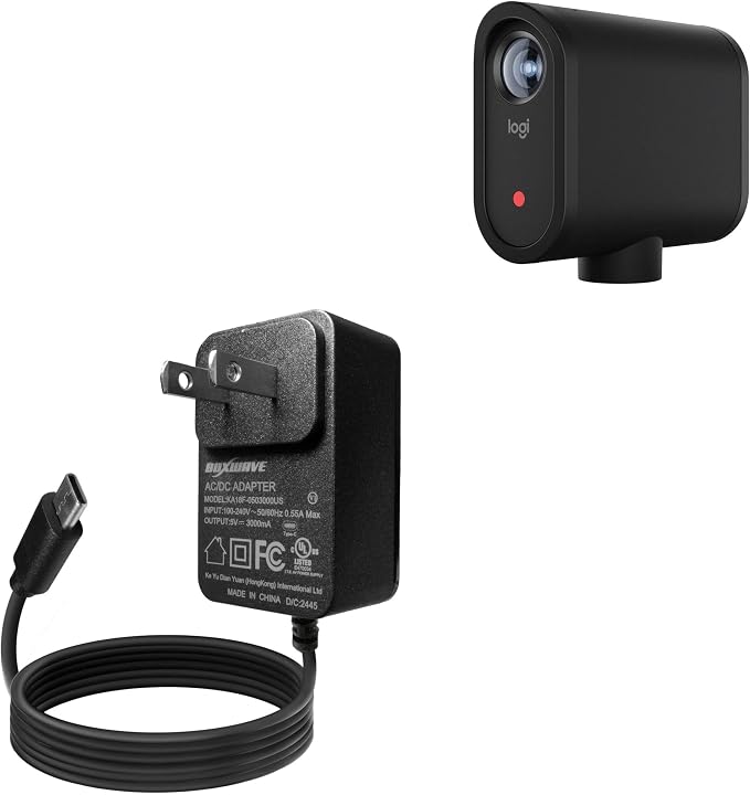 BoxWave Charger Compatible with Logitech Mevo Start - Wall Charger Direct (15W) Rapid Charge Your Device with Built-in 3ft Cable