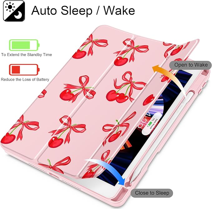 May Chen for iPad 9th Generation with Pencil Holder iPad 8th/7th Gen Case 10.2-inch [Penceil Holder] Trifold Stand Auto Wake/Sleep Clear TPU Protection Back Cover Ballet Shoes