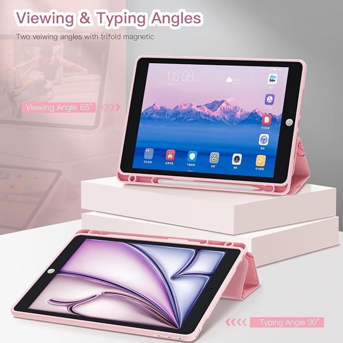 Teryeefi for iPad 10.2 case 2021 20202019 Release 7th 8th 9th Generation Built in Pencil Holder - Stand-Auto Wake/Sleep TPU &amp Hard Stand Clear Back Cover for 10.2 iPad (Black Bow)