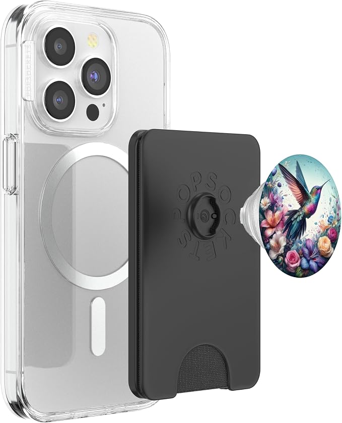 Aesthetic Floral Flowers Hummingbird Illustration Art PopSockets Adhesive PopGrip
