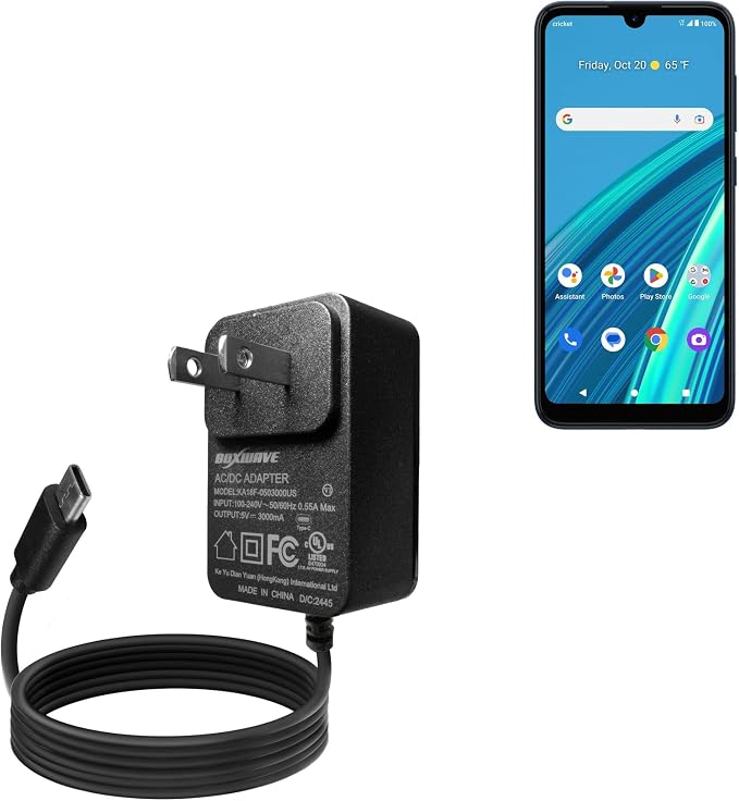 BoxWave Charger Compatible With Cricket Debut S2 - Wall Charger Direct (15W) Rapid Charge your device with built-in 3ft Cable